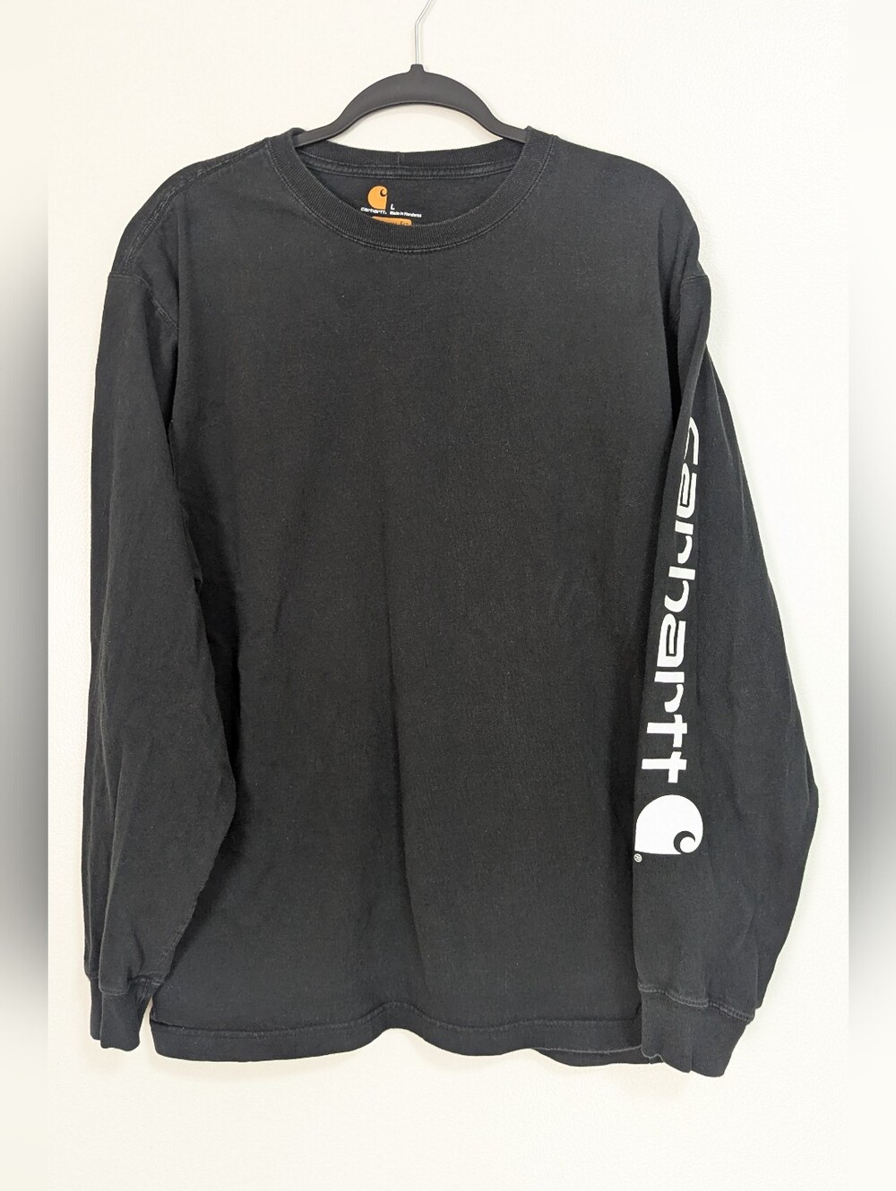 Carhartt Core Logo Graphic Long Sleeve Work T-Shirt Black Size Large